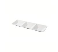 GEK208130 Kitchen Rectangular White Ceramic Stackable Appetizer Snack Dip Plate for Small Bites Food Dipping Bowls
