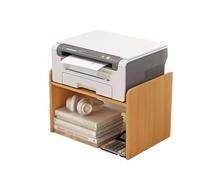 GEK208130 Office Desktop Printer Shelf Office Put Copier Heightened Double Storage Multi-layer Small Bookshelf Printer Table(Yellow)