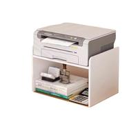 GEK208130 Office Desktop Printer Shelf Office Put Copier Heightened Double Storage Multi-layer Small Bookshelf Printer Table(White)