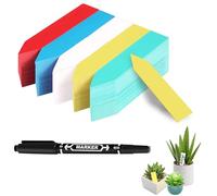 Gekamoyue 100Pcs Plant Labels, 4 Inch Plastic Plant Name Tags with Pen, Garden Labels 5 Colors for Potted Plant, Seedling, Vegetables, Flower (10x2cm)