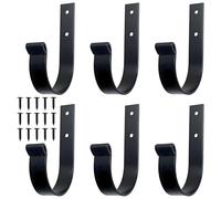 Gekamoyue Coat Hooks for Wall 6 Pcs, Heavy Duty Wall Hooks with Screw, Metal Sturdy Hooks for Hanging Coats, Hats, Scarves, Bags, Robe, Keys (Black)