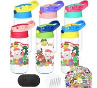 Gekestory 6 PACK Kids Sublimation Tumblers, 12oz Sublimation Sippy Cup Blank, Stainless Steel Sublimation Water Bottle Blanks for DIY Crafting Gift (6pack)