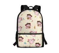 Gekhuqory Axolotl Music Notes Print School Backpack for Boys 8-9/10-11/12-14 Cool School Bag Rucksack Backpacks 17 Inch Middle Schoolbag Student Teen Back Pack Bookbag for 7 th Grade
