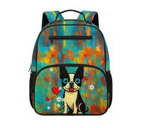 Gekhuqory Boston Terrier with Gradient Kids Backpack for Toddler