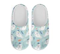 Gekhuqory Cartoon Ocean Walrus Pattern Memory Foam Slipper for Women Soft Plush Hospital Slip-on Slipper Working Shoes