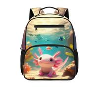 Gekhuqory Cute Cartoon Axolotl & Underwater Fish Print Kids Backpack for Camping