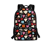 Gekhuqory Geometry Pattern Kids Backpack Boys 7-8 9-10 10-11 Middle School Bag Teens Bookbag With Water Bottle Holder 17 Inch Back Packs Children Teenager Girls