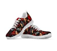 Gekhuqory Men's Classic Red Romantic Skull Print Road Running Shoe Teens Trekking Hiking Footwear Shoe, Size 10 UK