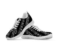 Gekhuqory Unisex Adult Lightweight Running Walking Mesh Outdoor Casual Shoes, Music Notes Piano Keyboard Print, Size 7 UK