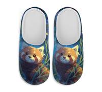 Gekhuqory Women's Cute Red Panda Print Slippers for Indoor Bedroom Memory Foam House Shoes Lightweight Fluffy for Home Office