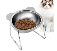 Gekippter Katzennapf |1*pcs Erhöhte Katzenfutternäpfe Aus Edelstahl |14,5 X 12,5 X 11 Cm Abnehmbarer Doppelnapf Für Katzenfutter Und Wasser | Rutschfest, Leicht Zu Reinigen, Ergonomisches Design, Groß