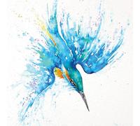 Gekko Art Expressive Watercolour Wildlife - Animals in Nature - Blank Greeting Card by Artist Sandi Mower (Kingfisher)