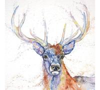 Gekko Art Expressive Watercolour Wildlife - Animals in Nature - Blank Greeting Card by Artist Sandi Mower (Regal Stag)