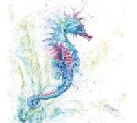 Gekko Art Expressive Watercolour Wildlife - Animals in Nature - Blank Greeting Card by Artist Sandi Mower (Seahorse)