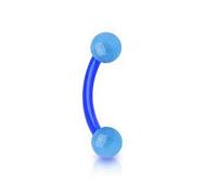 Gekko Body Jewellery Blue UV 16 Gauge (1.2mm) Flexible Eyebrow Bar with 3mm Glow in The Dark Balls
