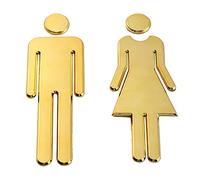 GeKLok Wall Stickers Toilet Signs No Drilling Self Adhesive WC Sign Men & Women Toilet Signs for Hotel, Store, Parking Lot, Shopping Center, Restaurant, Coffee House (20cm-Gold)