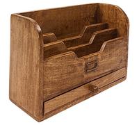 Geko 1 x Letter Rack with Drawer, Wood, Brown, One Size
