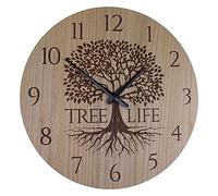 Geko Large Tree of Life Clock, 50cm, Wood, Natural/Brown, Medium