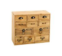 Geko Office Organiser with 11 Drawers of Varying Sizes, Wood, Brown, 35 x 41 x 15 cm