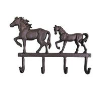 Geko Rustic Cast Iron Wall Hooks Two Horses Home Decoration