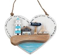 Geko Seashore Hanging Wooden Heart Plaque