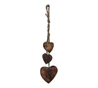 Geko Three Hanging Wooden Heart Decoration, Dark Wood
