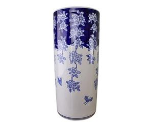 Geko Umbrella Stand, Vintage Blue & White Flowers And Butterfly Design