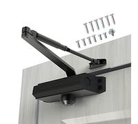 GEKRONE Automatic Door Closer Heavy Duty Fire Prevention Spring Hydraulic Aluminum Alloy Surface Mounted Residential Commerical Grade Door Closer Adjustable Speed Door Weights 187-231 Lbs Size3-Black