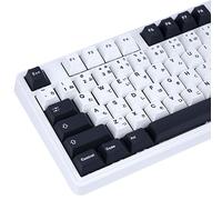 GEKUCAP 129 Keys Black and White Customized Keycap, Cherry Profile Japanese Keycaps, PBT Dye Sublimation Keycaps Set for Gateron Kailh Cherry MX Switch Gaming Mechanical Keyboards