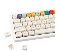 GEKUCAP MOA Profile Cute Keycaps, 125 Keys PBT Keycaps Set, Minimalist White Keyboard Caps, Dye Sublimation Custom Kawaii Emoji Theme Key Caps for Cherry MX Mechanical Keyboards