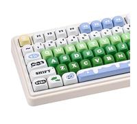 GEKUCAP MOA Profile PBT Keycap Set, 130-Key Dye Sub Cute Keycaps, Green White Kawaii Custom Keycaps for US Layout Mechanical Keyboards (Cow Theme Design with Key Puller)