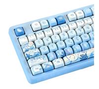 GEKUCAP MOA Profile PBT Keycaps,130 Keys Blue Cute Keycap Set, Dye-Sublimation, MOA Profile, Anime Ocean Theme for US Layout Cherry MX Switches Mechanical Keyboard