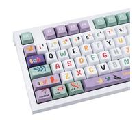 GEKUCAP PBT Keycaps 124 Keys, White Purple Dye Sublimation Customized Cute Key caps, XDA Profile Anime Keycap Set for Cherry MX Switches Mechanical Keyboard