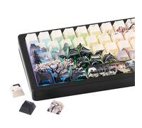 GEKUCAP PBT Keycaps - Side Print Keycaps Dye-Sublimation Shine Through Custom Key caps, Black White 130 Keys Set, Cherry Profile, Japanese Ink Wash Style for Cherry Gateron MX Switche Keyboard