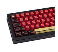 GEKUCAP Retro Red Black Anime PBT Keycaps Cherry Profile Key caps, Manga Japanese Theme Keycaps, 5 Side Dye Sublimation 130 Keys Set for Cherry Gateron MX Switches Keyboards (Red Samurai)