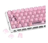 GEKUCAP Shine Through Keycaps 60 75 100 Percent - Pink Elegant Crystal Keycaps Cherry Profile, Side Printed Jelly Keycaps for Mechanical Keyboards, Full 119 Key Set Ice Crack Pattern