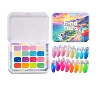 Gel - 16 Shade Nail Kit Set, Manicure Application Collection with Glossy Finish Enhancement, Smooth Brush Control Function, Ideal for Home Salon Party Wedding Vacation Daily Styling