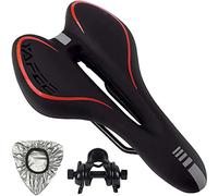 Gel Bicycle Saddle Comfortable Soft Breathable Cycling Bicycle Seat, Comfortable Bike Seat with Reflective Strips(Red)