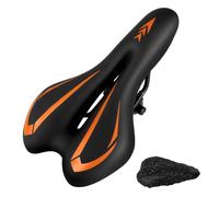 Gel Bike Saddle for Men & Women - Waterproof, Breathable Cycling Seat for MTB, BMX, Road Bikes, City & Exercise Bikes - Comfortable Ergonomic Design with High-Density Gel Padding(Orange)