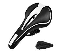 Gel Bike Seat for Men & Women - Comfortable Bicycle Saddle with Soft Memory Foam & Waterproof PU Cover - Ergonomic, Breathable Design for Road, Mountain, Hybrid, and Exercise Bikes(White)