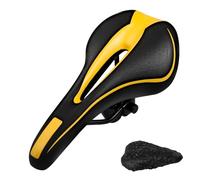Gel Bike Seat for Men & Women - Comfortable Bicycle Saddle with Soft Memory Foam & Waterproof PU Cover - Ergonomic, Breathable Design for Road, Mountain, Hybrid, and Exercise Bikes(Yellow)