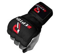 Gel Boxing Inner Gloves with 100cm Quick Wrist Wraps Elasticated Padded Hand Wraps for MMA Muay Thai Kickboxing & Martial Arts Fist Knuckle Protector Under Mitts (Jet Black, Junior 10-14cm)