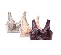 gel bras for women uk 2/3 Pack Non Wired Bras for Women uk Multipack Ice Silk Lace Cooling Sleep Bra Comfort Soft Push up Wireless Bralette Breathable Full Coverage Seamless Brassiere Beige 3XL
