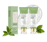 Gel exfoliante de té verde triple enzima, Green Tea Exfoliating and Revitalising Gel, exfoliante facial suave, celulosa natural para pelar, revela una piel completamente nueva (2Pc)