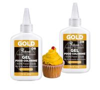 Gel Food Coloring Gold, 65g X 2 Food Coloring Gel Set, Food Grade Food Dye Natural Tasteless, Plant-Based Food Color for Icing, Baking, Candy, Chocolate, Cake Decorations, Fondant, Easter Egg