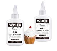 Gel Food Coloring White, 65g X 2 Food Coloring Gel Set, Food Grade Food Dye Natural Tasteless, Plant-Based Food Color for Icing, Baking, Candy, Chocolate, Cake Decorations, Fondant, Easter Egg