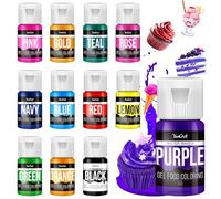 Gel Food Colouring Set - 12 Vibrant Color Gel Food Coloring for Cake Decorating, Baking, Easter Egg, Icing - Tasteless Food Color Dye for Fondant, Cooking, Slime, Airbrush - 13 g/Bottles