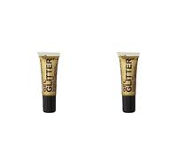 Gel Glitter Gold. Sparkling Glitter for your face & body with fine nib applicator (Pack of 2)