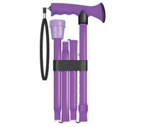 Gel Handle Walking Stick Comfort Gel Handle For Arthritis, For Elderly Disabled, Folding Adjustable Height, Plain Black, Right Or Left Handed Non-Slip Ferrule Wrist Strap, Lightweight (Purple)