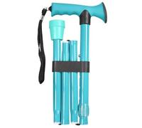 Gel Handle Walking Stick Comfort Gel Handle For Arthritis, For Elderly Disabled, Folding Adjustable Height, Plain Black, Right Or Left Handed Non-Slip Ferrule Wrist Strap, Lightweight (Turquoise)